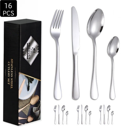 Silverware Set, 16/24-Piece Flatware Cutlery Set for 4/6, Stainless Steel Silverware Mirror Polished Dishwasher Safe for Home, Restaurant, Wedding, Party(Silver)