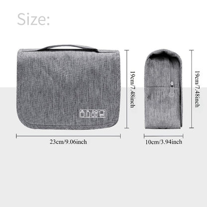 Large Capacity  Travel Bag with Hanging Hook for Waterproof Travel Cosmetic Bag Bathroom Storage Bag for Brushes Set,Full-Sized Shampoo,Toiletries,Accessories-Grey