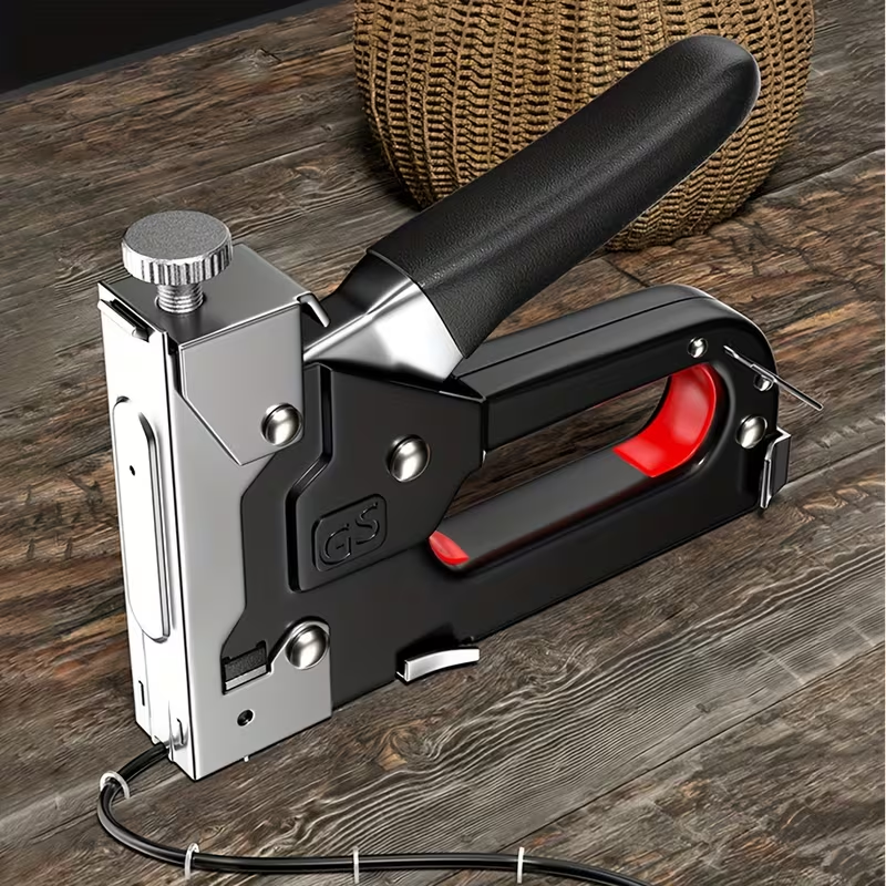 4-in-1 Adjustable Staple Gun,Manual Nailer with 800 Counts Staples,Upholstery Stapler Nail Gun for Fixing Material,Decoration,Carpentry,Furniture,Doors and Windows