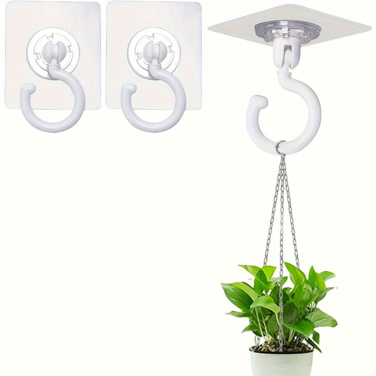 10 Pieces Adhesive Ceiling Hooks, Sticky Hooks Clear Hooks for Walls, Ceiling Hooks for Hanging, Outdoor Clear Adhesive Hook (White)