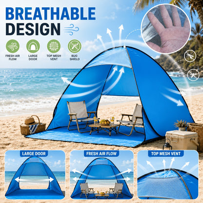 Pop Up Beach Tent – for 3-4 Person UPF 50+ UV Sun Protection Beach Shade Pop Up Sun Shelter with Carry Bag for Beach, Park, Camping