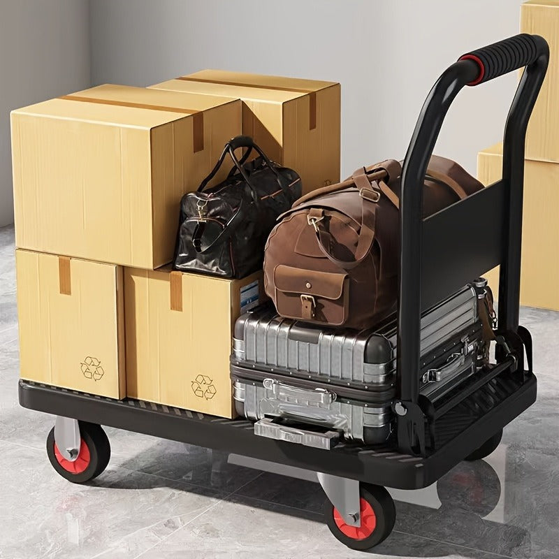 Heavy Duty Foldable Push Cart Dolly. Capacity | Upgraded Collapsible Hand Truck Folding Platform with Swivel Wheels | Flat Bed Moving Wagon | Space Saving Push Handle(35'' L x 22.5'' W)