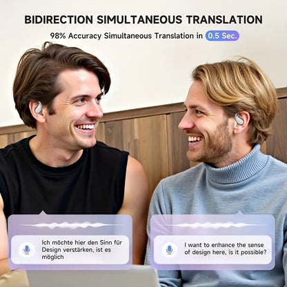 AI Translation Earbuds - Bone Conduction Wireless 6.0 Headphones with Real-Time Translation in 156 Languages, 6 Microphone Noise Cancellation, and Live Meeting Transcription