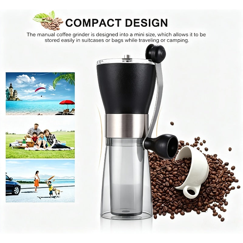 Manual Coffee Grinder Glass Portable Outdoor Coffee Machine Ceramic Grinding Core Pepper Grain Mill Coffeeware for Kitchen (1PCS)