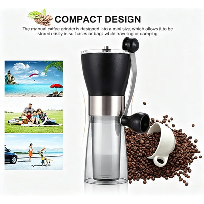 Manual Coffee Grinder Glass Portable Outdoor Coffee Machine Ceramic Grinding Core Pepper Grain Mill Coffeeware for Kitchen (1PCS)