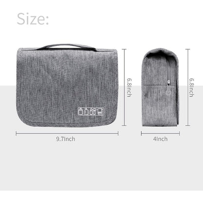 Large Capacity Toiletry Bag Travel Bag with Hanging Hook for Men and Women Waterproof Travel Cosmetic Bag Bathroom Storage Bag for Brushes Set,Full-Sized Shampoo,Toiletries,Accessories-Grey