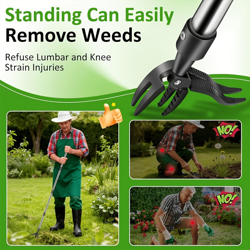 Weed Puller, Heavy Duty 4 Claw Aluminum Weed Remover Tool Head with Steel Root Remover, Manual Garden Weeding Tool Replacement Head Without Handle for Lawn, Yard, Garden