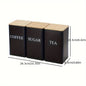 3-Piece Coffee and Snack Storage Canisters Set - Bamboo Lid & Iron Art Display Square Jars for Coffee Beans and Tea