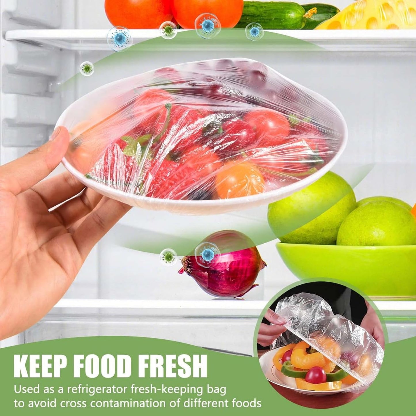500 Pcs Plastic Wrap Food Dish Bowl Covers, Elastic Thickened Shower Caps for Sourdough Bread Proofing Stretch for Keeping Food Fresh And Dust Away