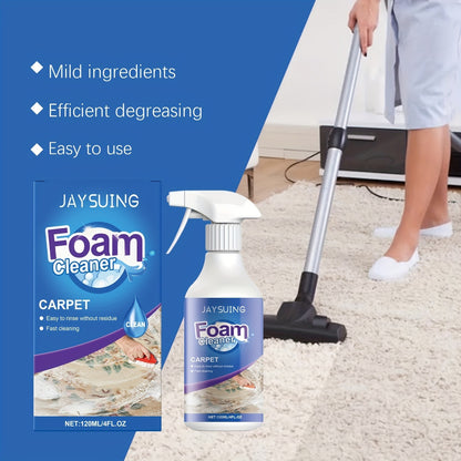 Carpet Stain Remover Spray Foam Cleaner, 4Pcs (4x120ml) Fast Acting Deep Cleaning Foam No Residue, White Bottle Foam Liquid, for Home Rugs Carpet Couch Upholstery Car Seats