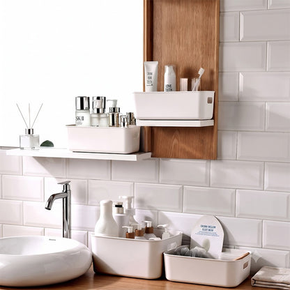 Storage Bins Set 3/6/9PCS, Multi-Purpose Plastic Organizer Bins with Handles, Stackable Kitchen Pantry Storage Baskets for Refrigerator, Cabinets, Bathroom and Home Organization