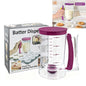 Pancake Batter Dispenser - Kitchen Must Have Tool for Perfect Pancakes, Cupcake, Waffle, Muffin Mix, Cake & Crepe - Baking Supplies for Griddle - Pancake Maker with Measuring Label (Purple)