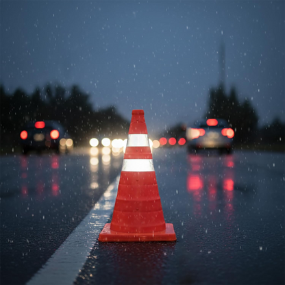 3PCS-Safety Cones Traffic Cones, 17.7"*9.6" Foldable Pop-Up Road Cone with High Visibility Reflective Strips Weatherproof, Orange Waterproof Fabric & Plastic Base, for Vehicle Emergency Parking Control