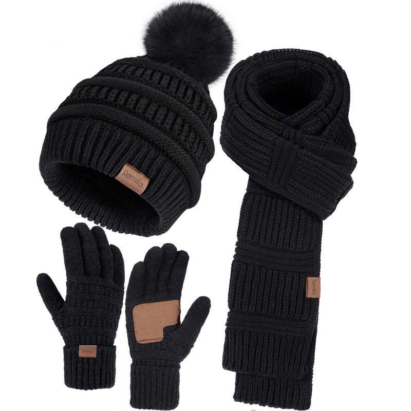 Warm Winter Knitted Set: Long Scarf, Beanie Hat, Touchscreen Gloves & Socks - Versatile 4-Piece Ensemble with Cozy Wool Lining for Men and Women- 4 Piece Bundle