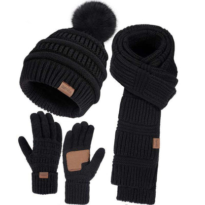 Warm Winter Knitted Set: Long Scarf, Beanie Hat, Touchscreen Gloves & Socks - Versatile 4-Piece Ensemble with Cozy Wool Lining for Men and Women- 4 Piece Bundle