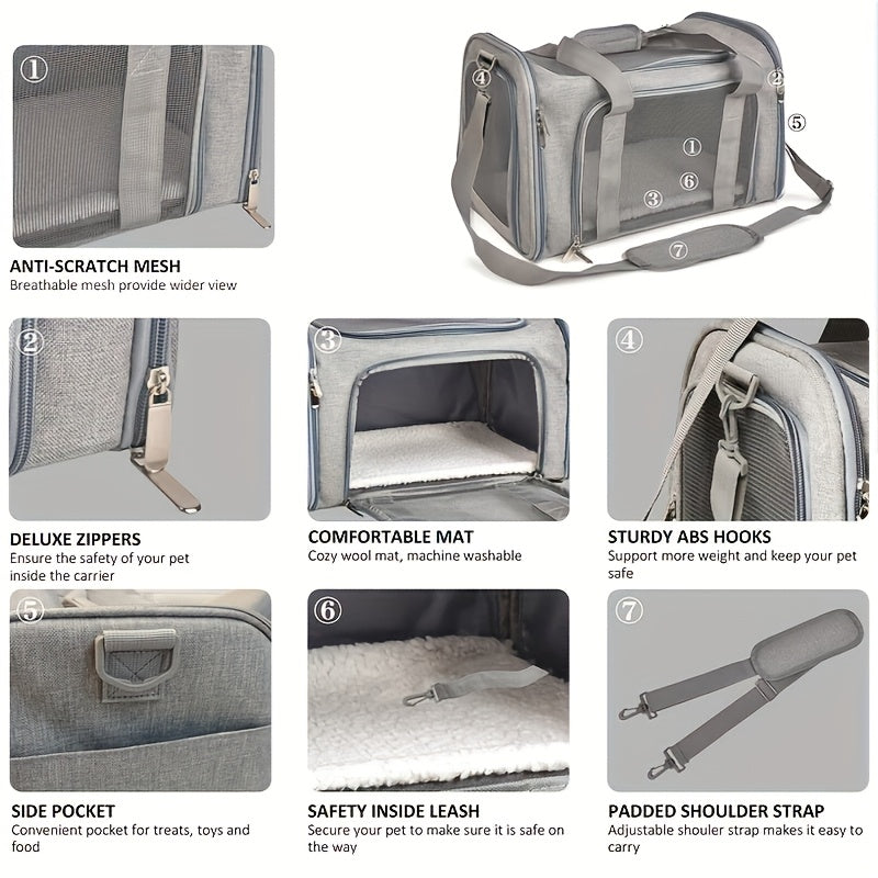 Cat Carriers Dog Carrier Pet Carrier For Small / Medium Cats Dogs Puppies (Up To 25lbs), Airline Approved Small Dog Carrier Soft Sided, Collapsible Waterproof Travel Puppy Carrier