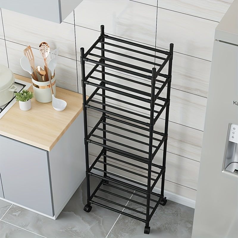 Multi layer kitchen storage rack - space saving floor storage rack for cookware and microwave ovens, no drilling required bathroom rack, for home use