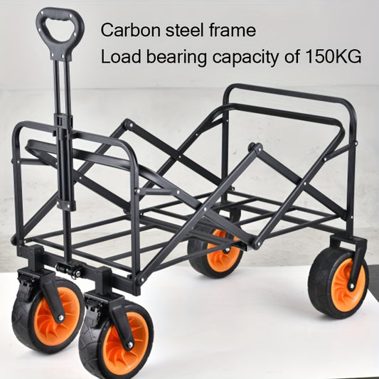 Collapsible Wagon Cart with Wheels Foldable - Folding Utility Heavy Duty Wagons Carts for Grocery Sports Garden Shopping Camping Wheelbarrows