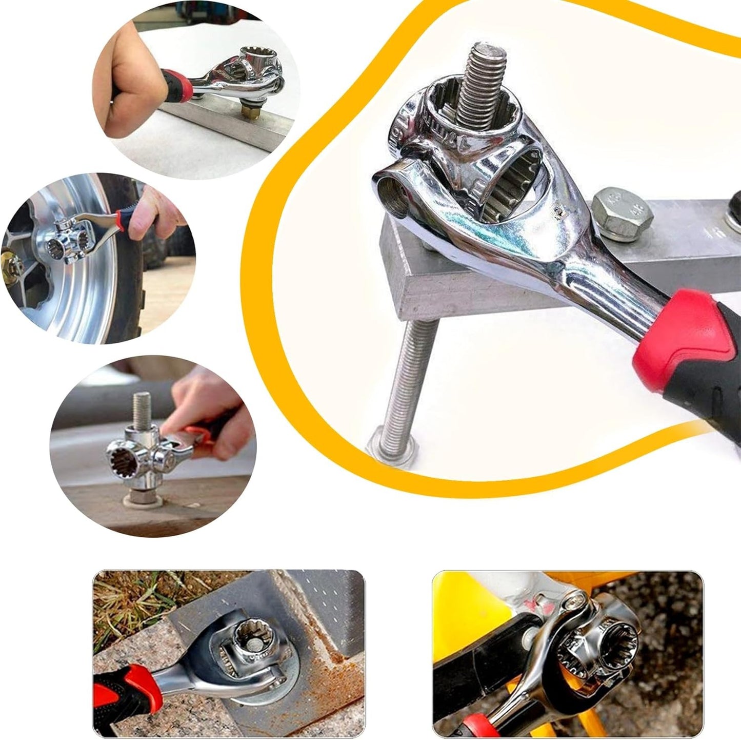 52 in 1 Socket Wrench, Stainless Steel Multi-Function Tool With 360 Degree Rotating Head, Suitable for Home, Bicycle, Motorcycle, Car Repair