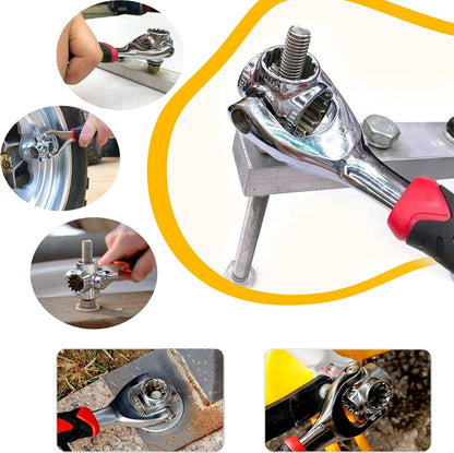 52 in 1 Socket Wrench, Stainless Steel Multi-Function Tool With 360 Degree Rotating Head, Suitable for Home, Bicycle, Motorcycle, Car Repair