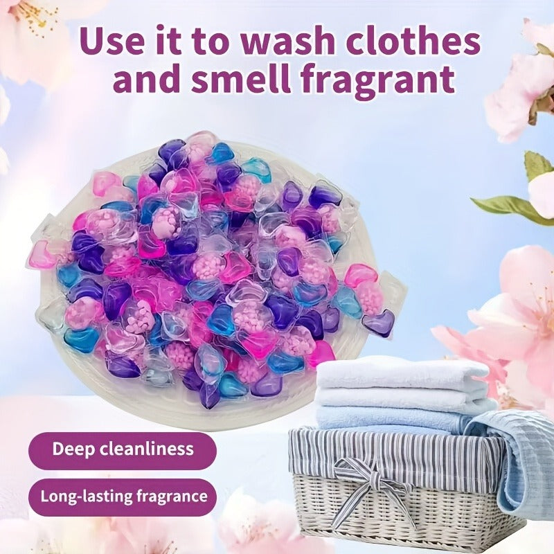 5-in-1 Laundry Powder Pods, Powerful Stain Remover, Long-Lasting Fragrance, Color Care, Concentrated Laundry Liquid, Fabric Softener Beads, Compatible with Washing Machines, Multi-Functional Detergent for Busy Families