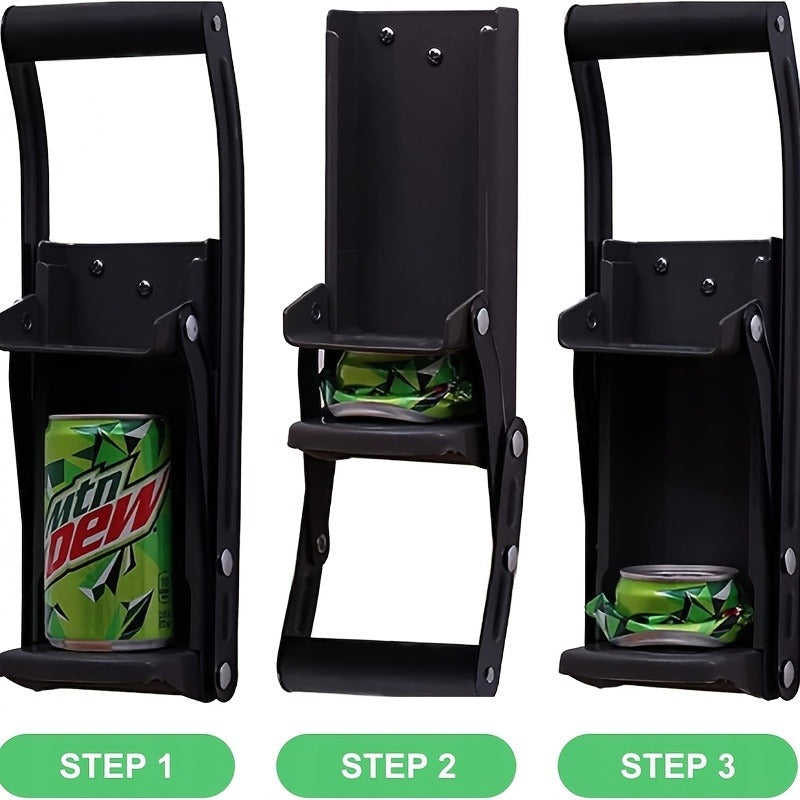 Metal Can Crusher. Smasher - Black | Heavy-Duty Recycling Smasher for Aluminum Seltzer, Soda, Beer Cans and Bottles, Gadgets for Home