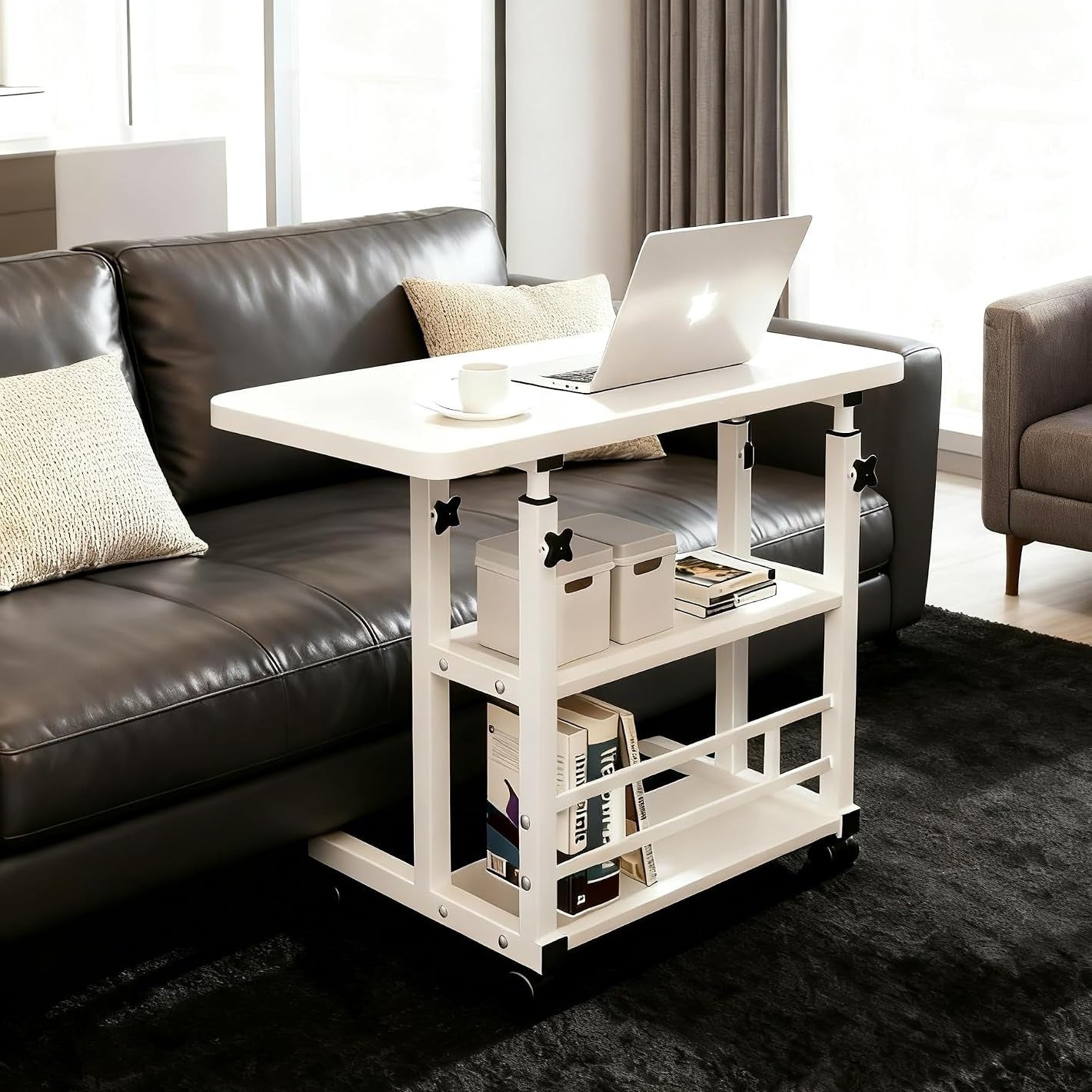 Heavy-Duty Adjustable Height Multi-Purpose Gardening Work Table | Sturdy Metal Frame with Spacious Work Surface, Equipped with 4 Locking Swivel Casters - Ideal for Office, Bedroom, Patio, Gardening &