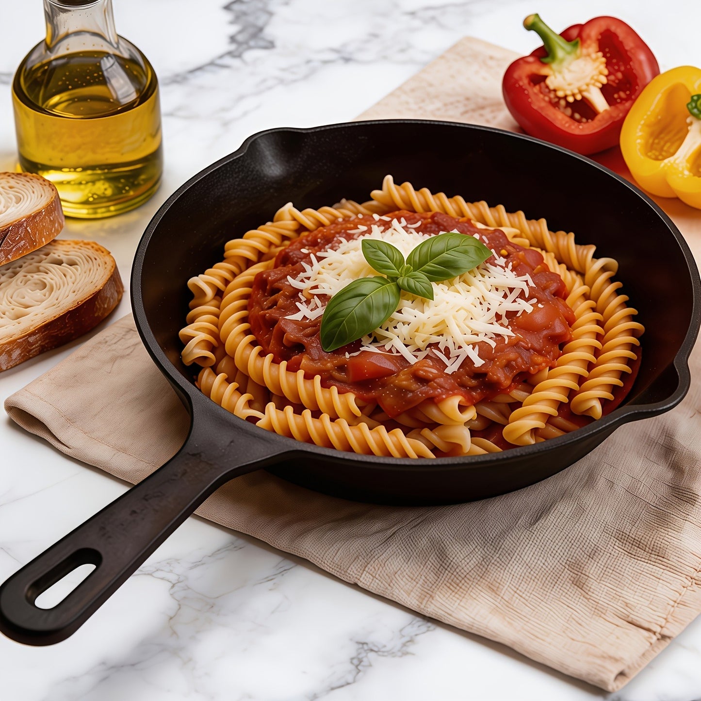 Premium Cast Iron Skillet Set - Non-Stick Frying Pans with Draining Spout, Perfect for Holiday Cooking, RV Use, and Campfire Dining
