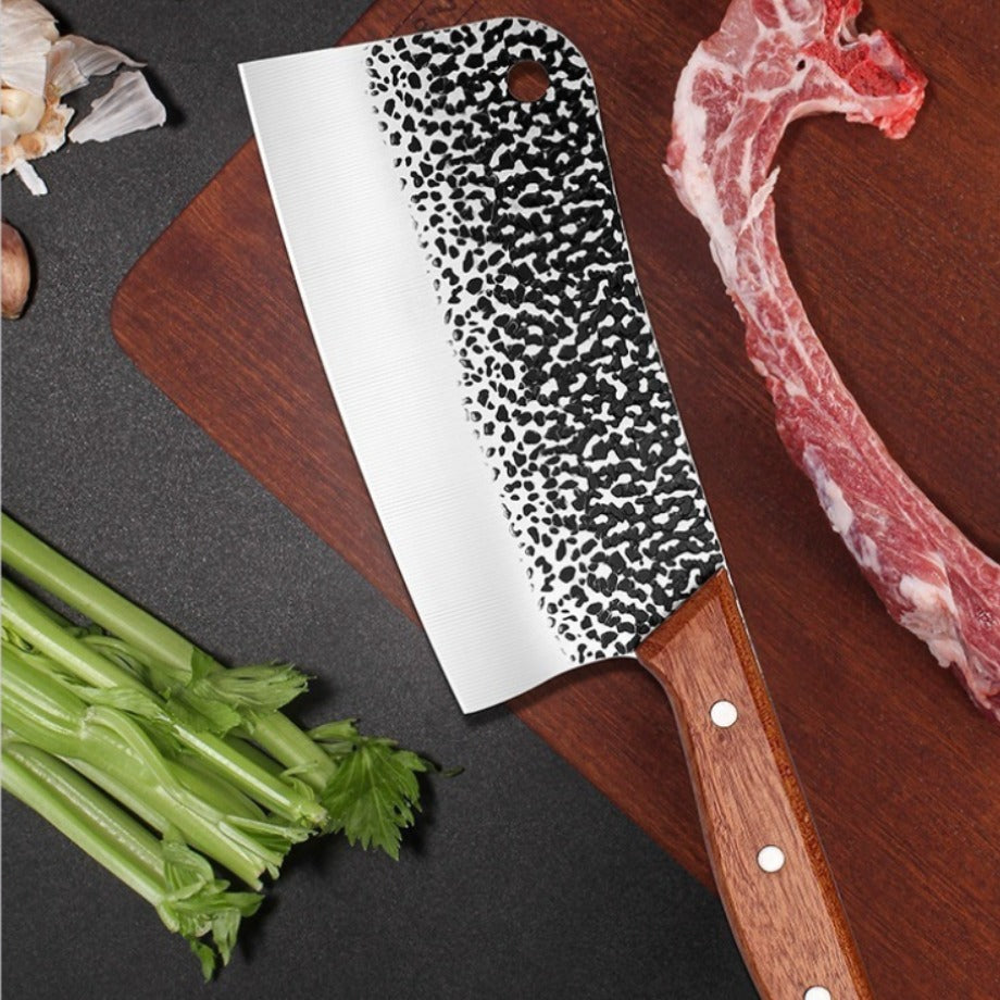 3PCS Butcher Knife and Kitchen Knife Set | Hand Forged Heavy Duty Meat Cleaver, Stainless Steel, Meat Knife, Geat for Home, Camping, BBQ