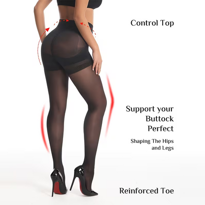 Sheer Tights for Women, 6 Pairs High Waist Control Top Pantyhose Soft Elastic Stretch (Fits 90-120lbs / 40-60kg), Black & Nude Nylon Blend, for Office Work Wear Dress Party Ladies