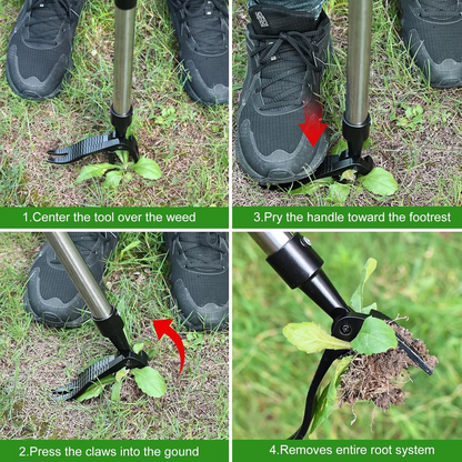 Weed Puller, Heavy Duty 4 Claw Aluminum Weed Remover Tool Head with Steel Root Remover, Manual Garden Weeding Tool Replacement Head Without Handle for Lawn, Yard, Garden