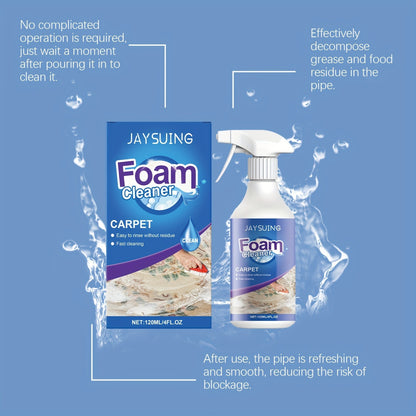 Carpet Stain Remover Spray Foam Cleaner, 4Pcs (4x120ml) Fast Acting Deep Cleaning Foam No Residue, White Bottle Foam Liquid, for Home Rugs Carpet Couch Upholstery Car Seats
