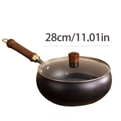 Handcrafted Traditional Cast Iron Skillet with Mirror Non-Stick Coating - Splash-Free Design, Rust Resistant, Durable Structure for Even Heat Distribution - Essential for Healthy Cooking in the Kitchen