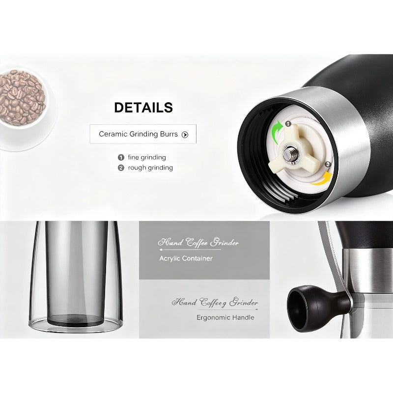 Manual Coffee Grinder Glass Portable Outdoor Coffee Machine Ceramic Grinding Core Pepper Grain Mill Coffeeware for Kitchen (1PCS)