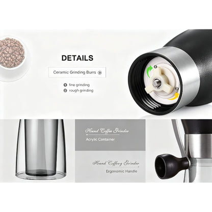 Manual Coffee Grinder Glass Portable Outdoor Coffee Machine Ceramic Grinding Core Pepper Grain Mill Coffeeware for Kitchen (1PCS)