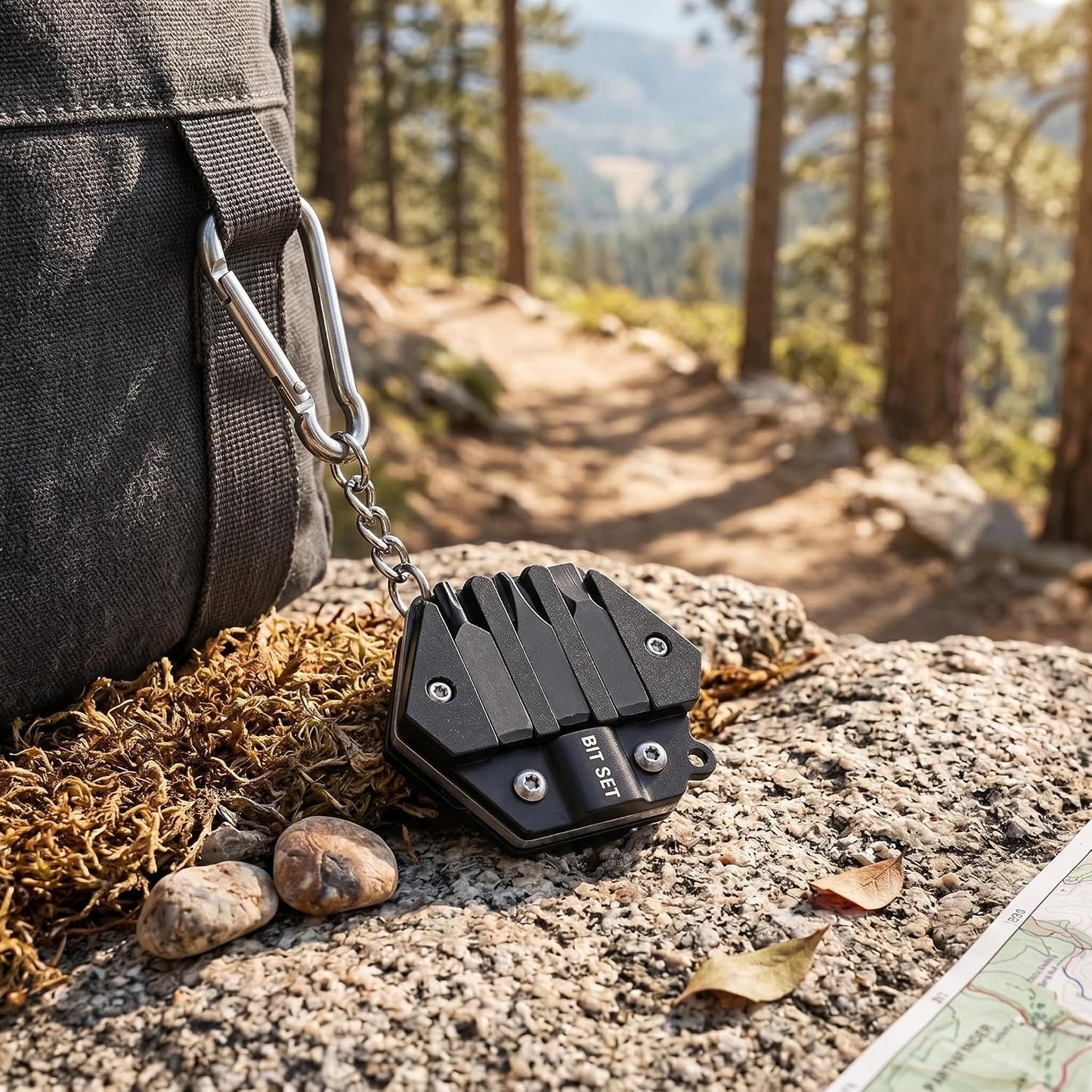 Hexagonal Shape Multi Tool Keychain, Portable Pocket Multitool with Folding Cutter, Screwdriver Set, Bottle Opener, and More for Outdoor Hiking, Camping