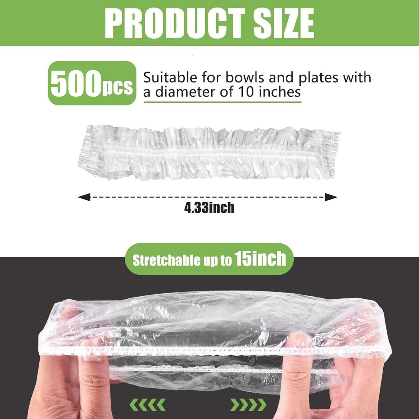 500 Pcs Plastic Wrap Food Dish Bowl Covers, Elastic Thickened Shower Caps for Sourdough Bread Proofing Stretch for Keeping Food Fresh And Dust Away