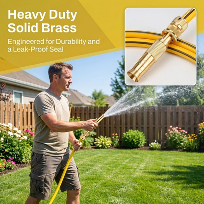Garden Hose Nozzle, 16.4ft Garden Hose Kit with Adjustable Brass Spray Gun, Universal Connector and Metal Water Hose Fitting, Quick Connect Watering Tool for Garden Irrigation, Car Washing, Patio and Yard Cleaning