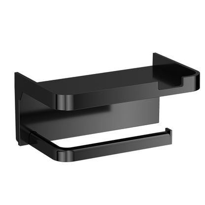 Toilet Paper Holder with Phone Shelf, Self-Adhesive or Screw-in Toilet Tissue Roll Holder Wall Mount, Rustproof & Multifunctional Bathroom Toilet Paper Holder Storage Dispenser