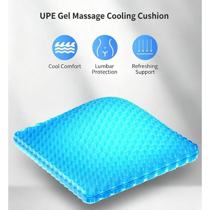 Gel Seat Cushion for Office Chair, 2Pcs Honeycomb Cushion Pad Breathable Pressure Relief, Blue TPE Gel, for Desk Chair Car Seat Wheelchair Long Sitting