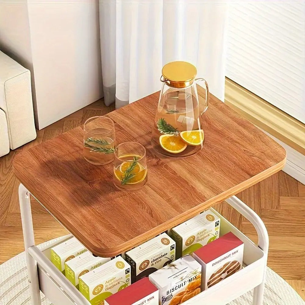 3-Tier Rolling Cart in Black & White - Multi-Functional Desktop Organizer for Snacks, Books & More | Ideal for Home or Office | Durable Metal Frame Kitchen Storage Solution