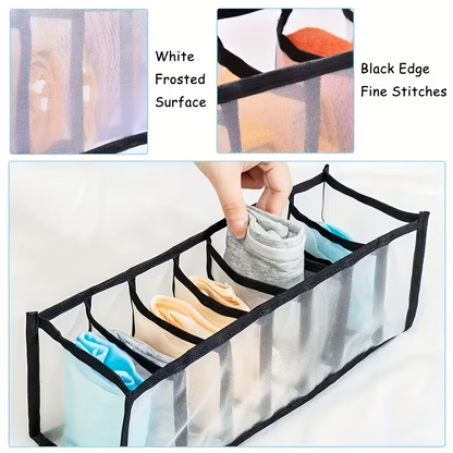 5-Pack Foldable Underwear Organizer, Drawer Divider with 11 Grids, Non-Woven Fabric Storage Box for Socks Bra Closet Organization