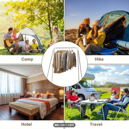 1pcs Multifunctional Portable Retractable Clothes Hanger, 34-78cm Adjustable Crossbar, 35-140cm Height Adjustable Folding Metal Clothesline Rack for Home, Laundry, Camping & Travel, Random Color