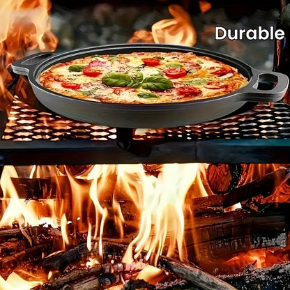 Multi functional thickened cast iron pot - uncoated non stick pot, double ear flat bottomed pot - suitable for grilling meat, frying eggs, barbecue, and pancakes - compatible with all stoves, ideal for home kitchen and outdoor cooking.