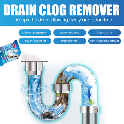 Drain Cleaner Powder for Kitchen & Bathroom, Pipe Unclogging Powder for Sink & Toilet, Fast-Acting Clog Remover for Grease Hair & Odour, Professional Strength