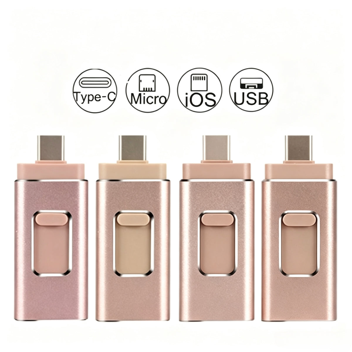 Cle USB 4-in-1 Photo Stick, 64G External Flash Drive for iPhone Android PC Mac, One-Click Backup Photos Videos, Offline Local Storage Thumb Drive, Portable Metal Memory Stick for File Saving & Data Transfer