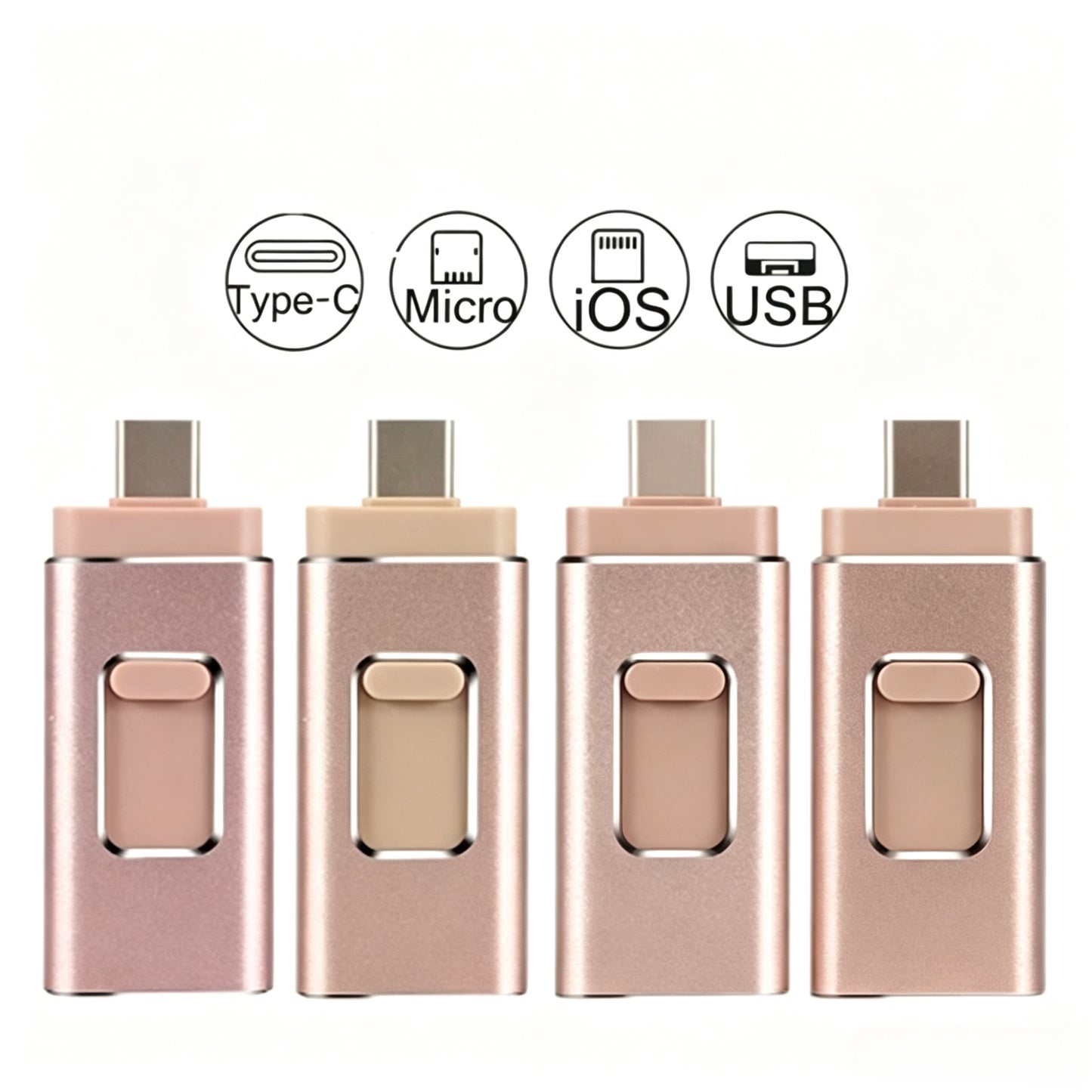 Cle USB 4-in-1 Photo Stick, 64G External Flash Drive for iPhone Android PC Mac, One-Click Backup Photos Videos, Offline Local Storage Thumb Drive, Portable Metal Memory Stick for File Saving & Data Transfer