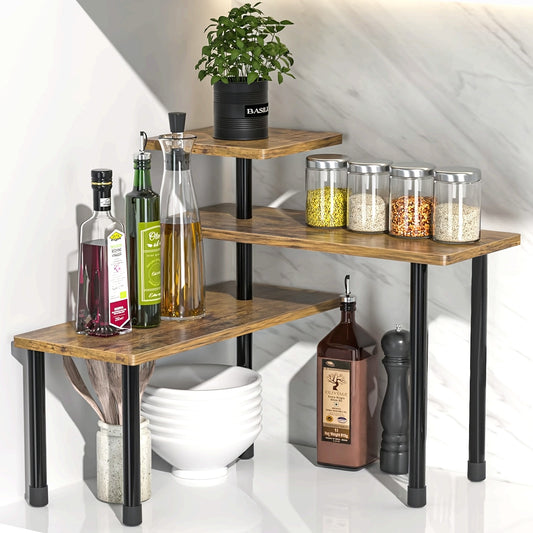 1 Corner Multi layer Storage Rack - Space saving Iron Sorting Rack, Suitable for Kitchen, Bathroom, Dressing Table, and Coffee Area - Can Store Spices, Tableware, Cosmetics - Ideal Gift, Kitchen Storage Rack, Multi functional Rack
