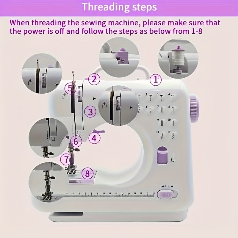 Sewing Machine Portable mini Electric Sewing Machine for beginners 12 Built-in Stitches 2 Speed with Foot Pedal，Light, Storage Drawer.