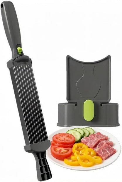 Multifunctional Fresh Meat Cutter Chopper Kitchen Home Slicer Julienne Dicer Mincer Easy to Clean Vegetable Fruit Cutting Tool (with Storage Container & Safety Lid)
